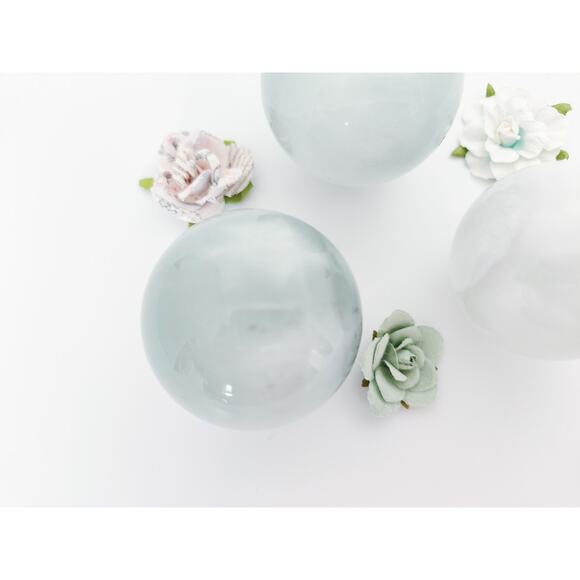 Blue with White Rabbit Hair Quartz Sphere - Picture 9 of 11